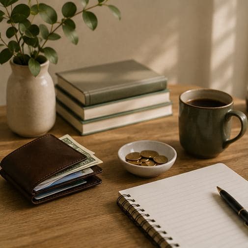 Wellness notes and budgeting items representing the costs of daily habits